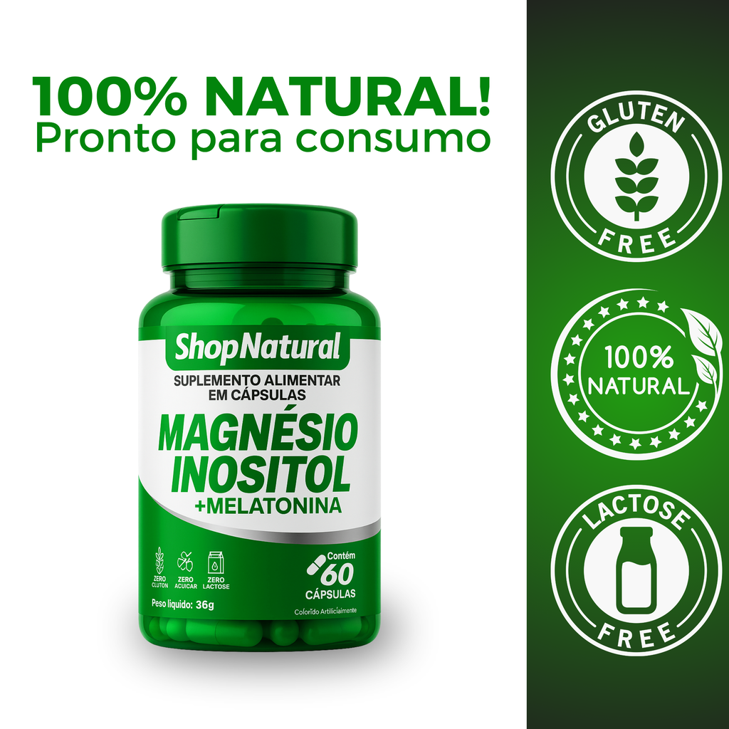 Magnésio Inositol + Melatonina Shop Natural Relaxar, Dormir e Bem-Estar Natural — foto 4