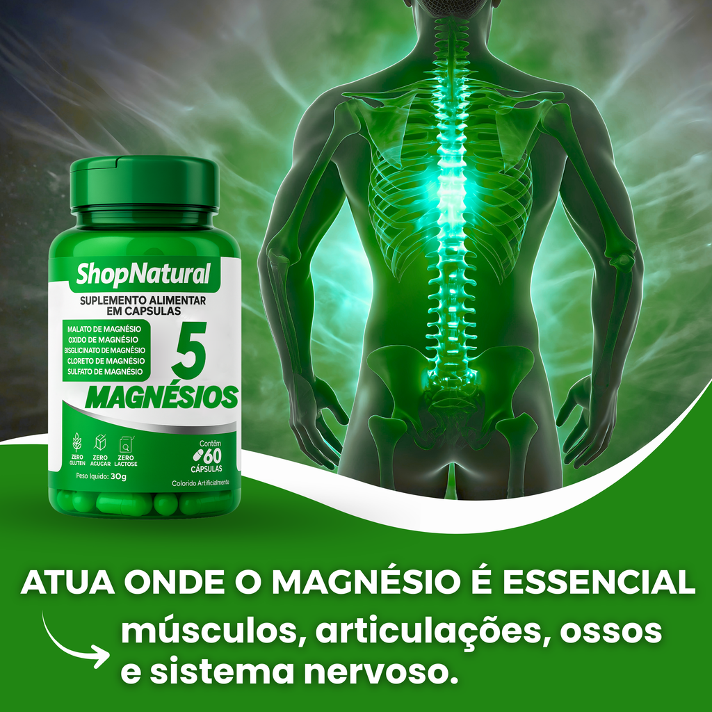 Tetra Magnésio 5 Tipos De Magnésio 600mg Premium 60 Cápsulas — foto 5