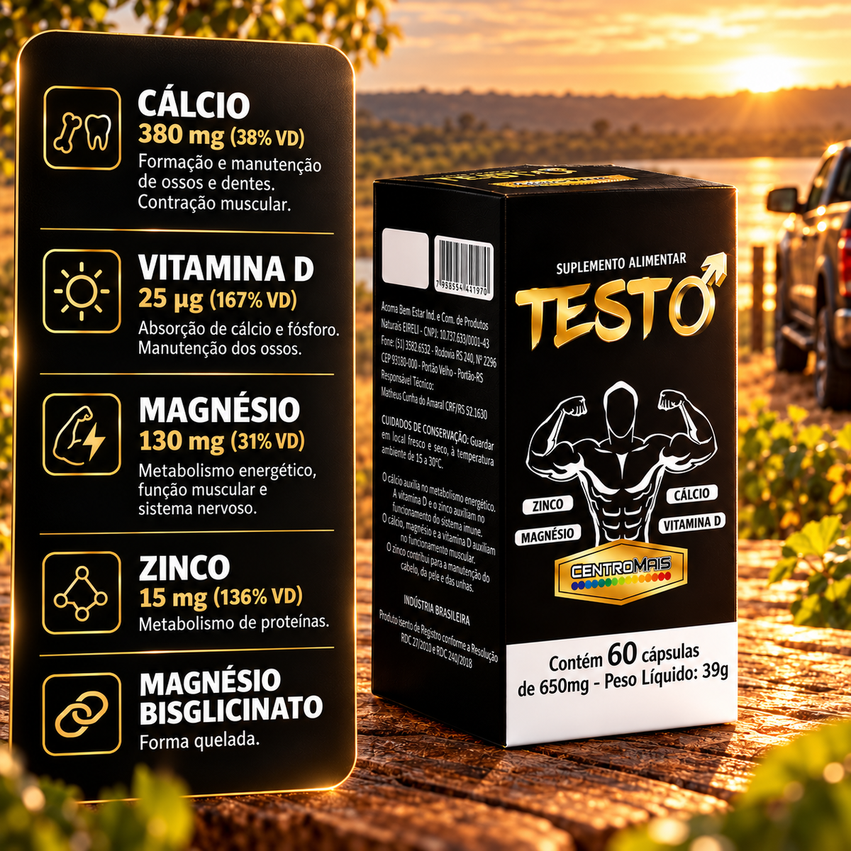 Testo CentroMais Suplemento Alimentar | 60 Cápsulas