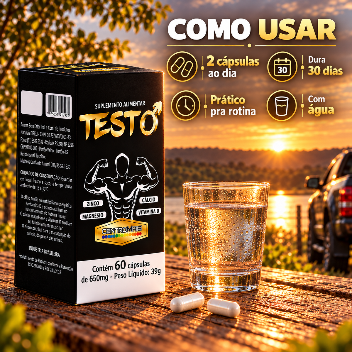 Testo CentroMais Suplemento Alimentar | 60 Cápsulas