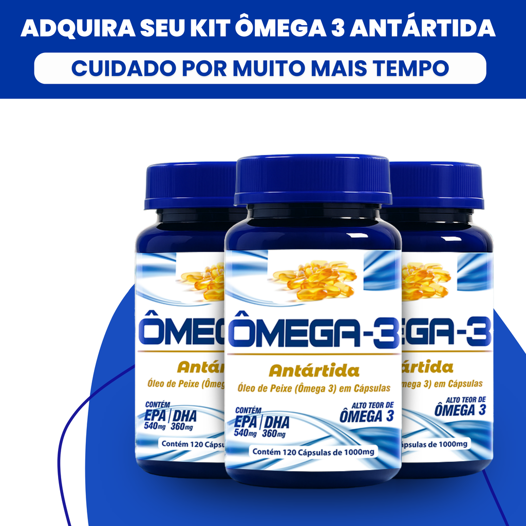 Ômega 3 Antártida | 120 Cápsulas — Kit 3 Unidades