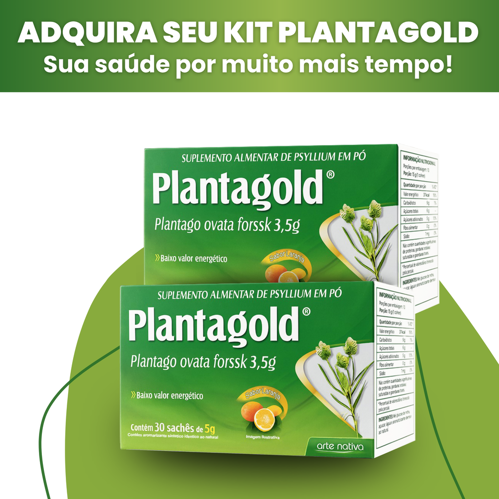 Planta Gold Psyllium Plantago Ovata 3,5g 30 Sachês Sabor Laranja — Kit 2 Unidades