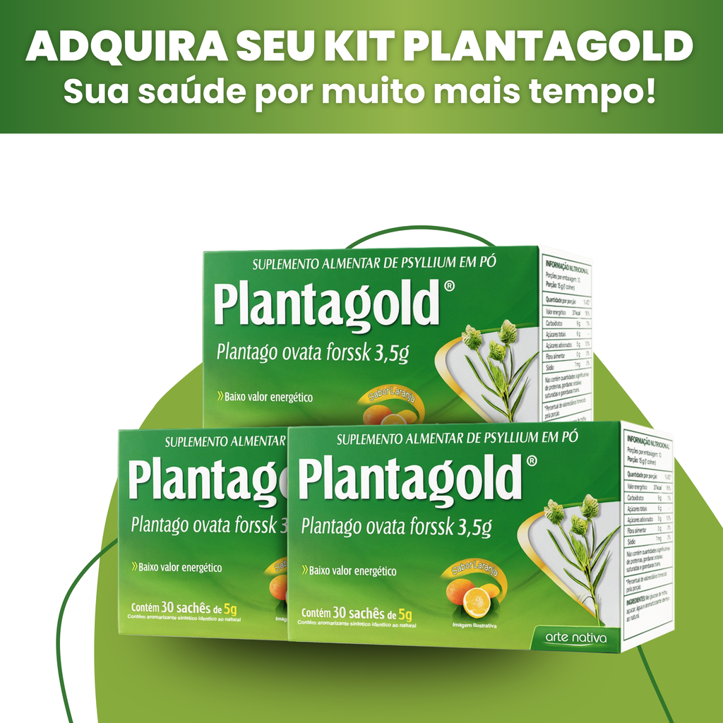 Planta Gold Psyllium Plantago Ovata 3,5g 30 Sachês Sabor Laranja — Kit 3 Unidades