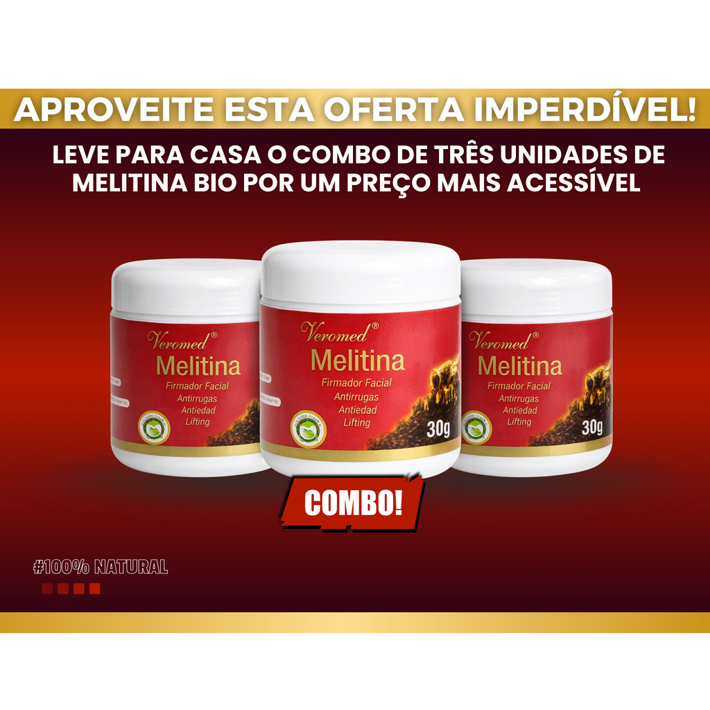 Creme Firmador Facial Melitina 30g Para Rugas e Flacidez com Efeito Lifting — Kit 3 Unidades