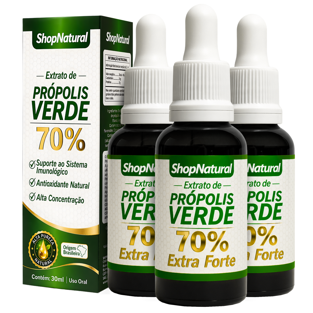 Própolis Verde 70% Extra Forte 30ml - Proteção Para Garganta e Imunidade — Kit 3 Unidades