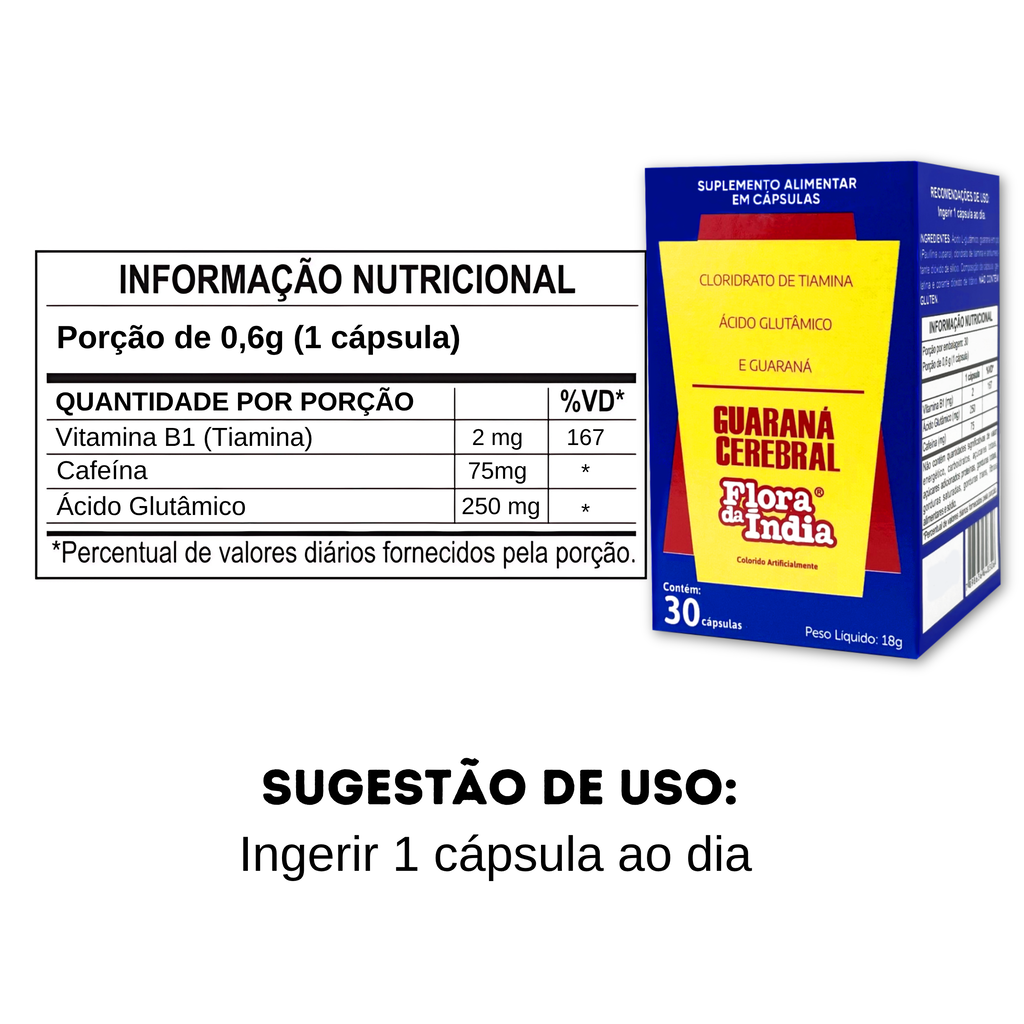Guaraná Cerebral 30 Cápsulas – Energia Natural, Foco e Clareza Mental — foto 2