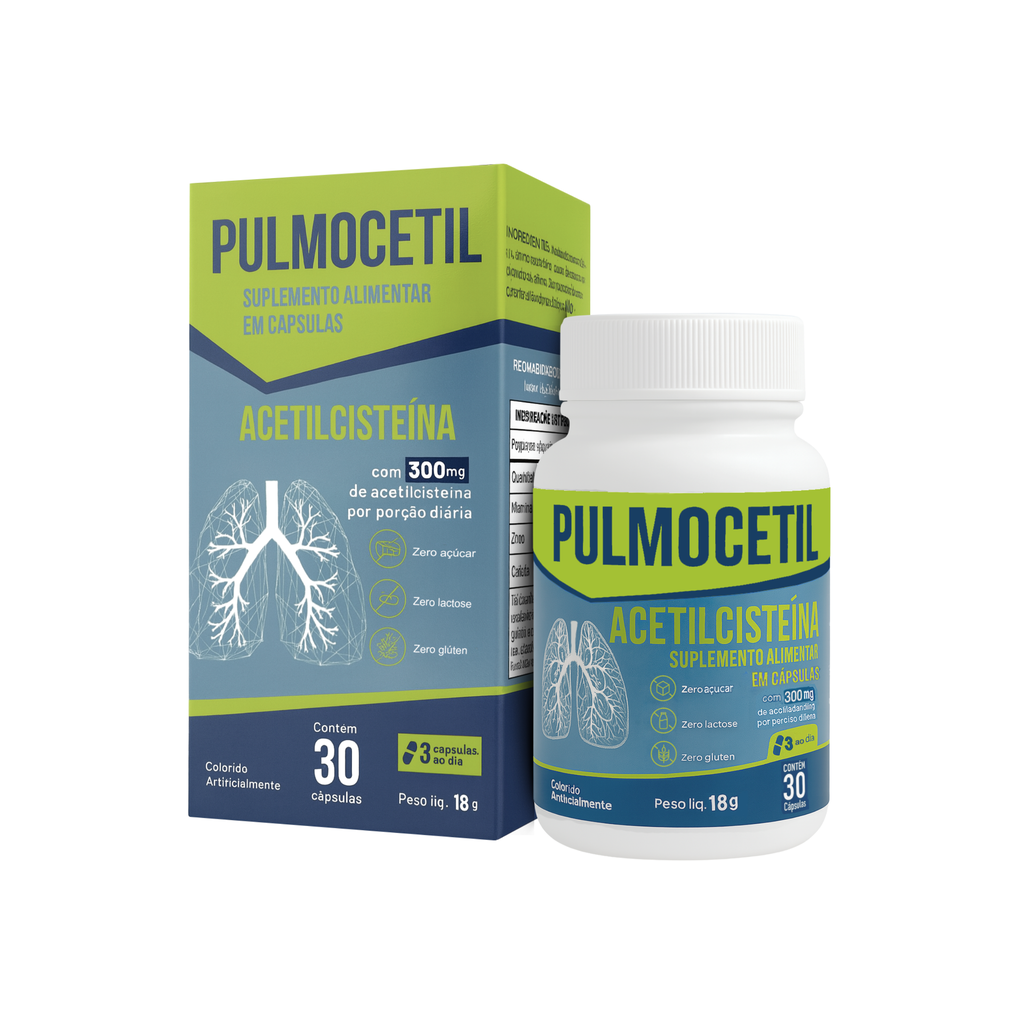 Pulmocetil 300mg 30 Cápsulas Suporte Respiratório