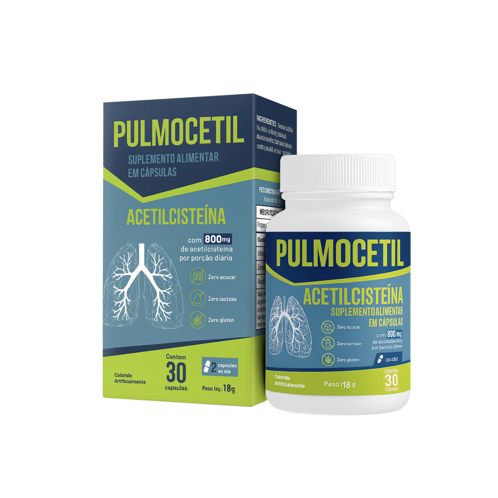 Pulmocetil 800mg 30 Cápsulas Alta Concentração Sem Sabor