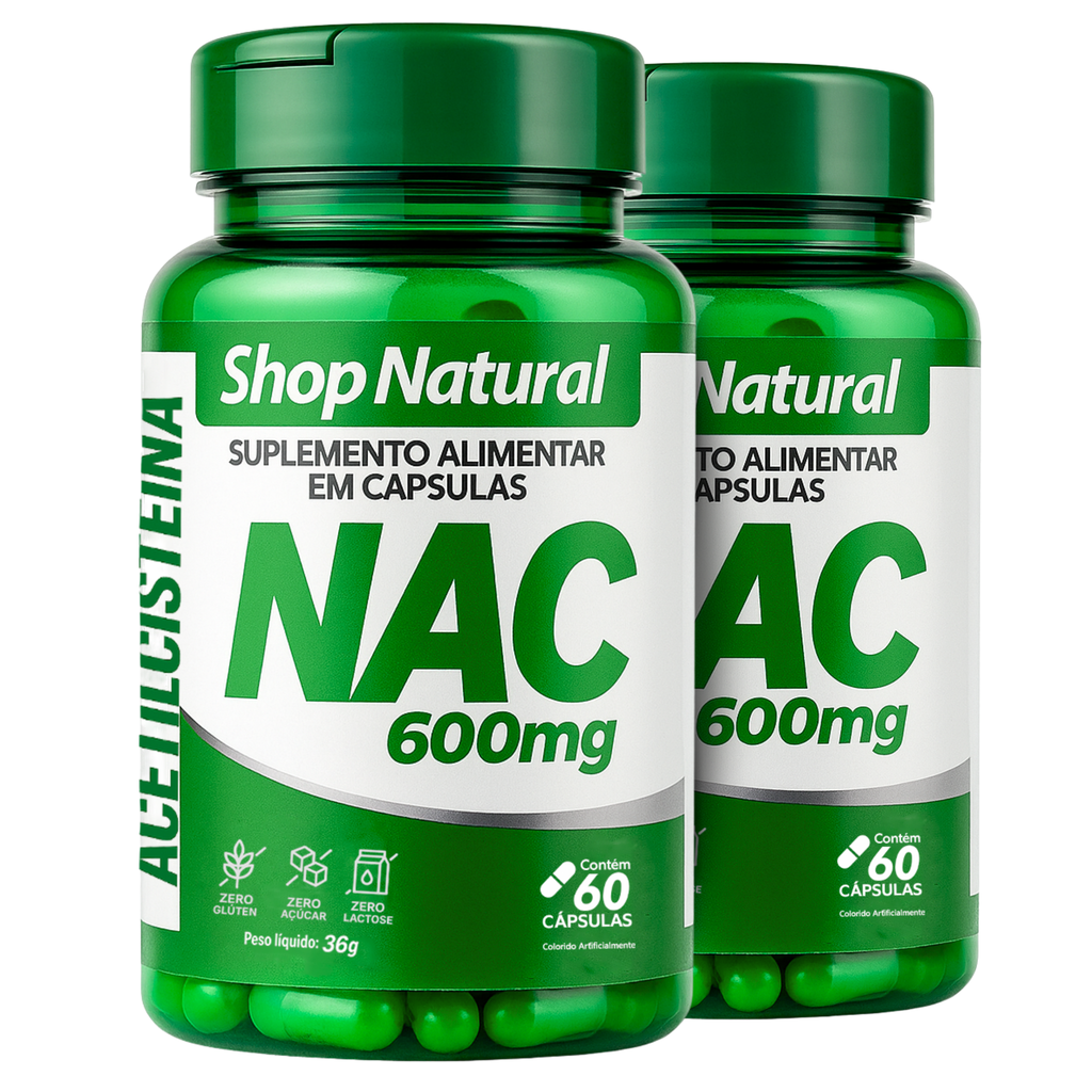NAC 600mg N-Acetilcisteína 60 Cápsulas | Suporte Respiratório e Glutationa — Kit 2 Unidades