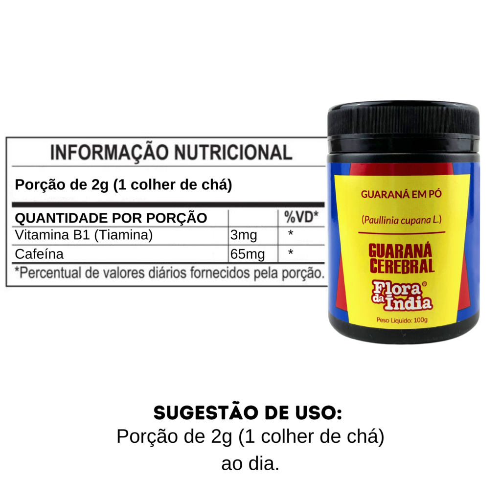 Guaraná Cerebral Pó 100g Flora Da Índia — foto 2