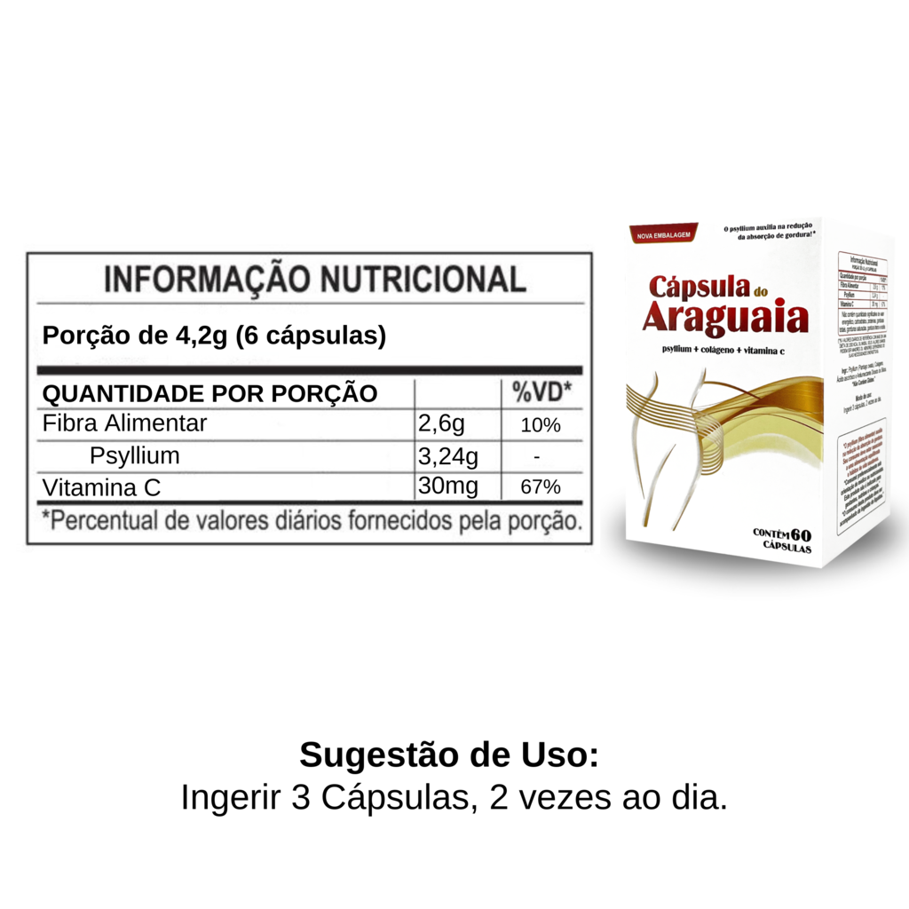 Cápsulas do Araguaia | Psyllium + Colágeno + Vitamina C — foto 2