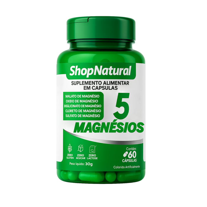 Tetra Magnésio 5 Tipos De Magnésio 600mg Premium 60 Cápsulas — Kit 1 Unidade