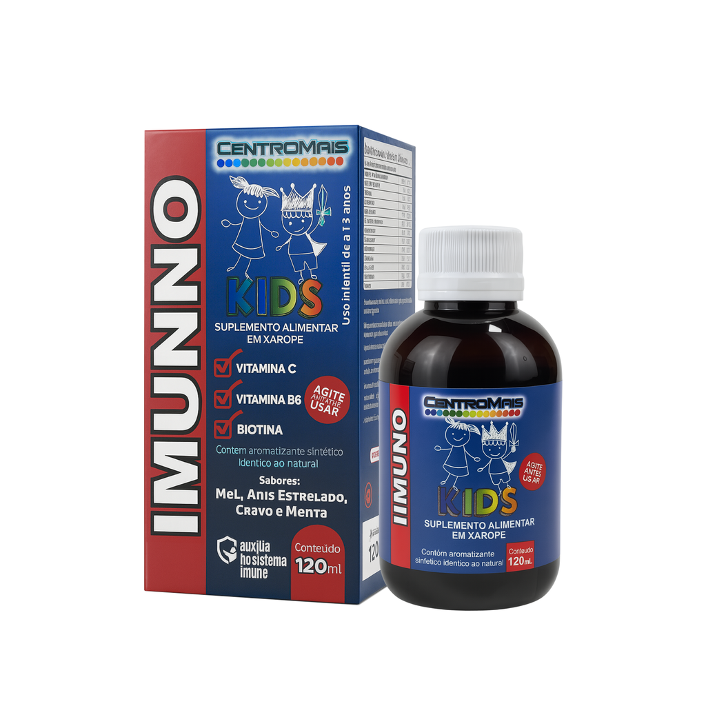 Imunno Kids Xarope 120ml – Vitaminas C, B6 e Biotina | Apoio ao Sistema Imune Infantil